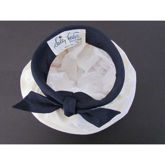 Vintage 1950s Sally Victor Boutique White Navy Sailor Tam Beret Hat
